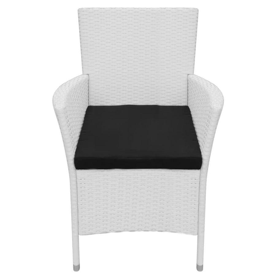 -Delige Tuinset Poly Rattan Crème 5 90 cm tafellengte Wit