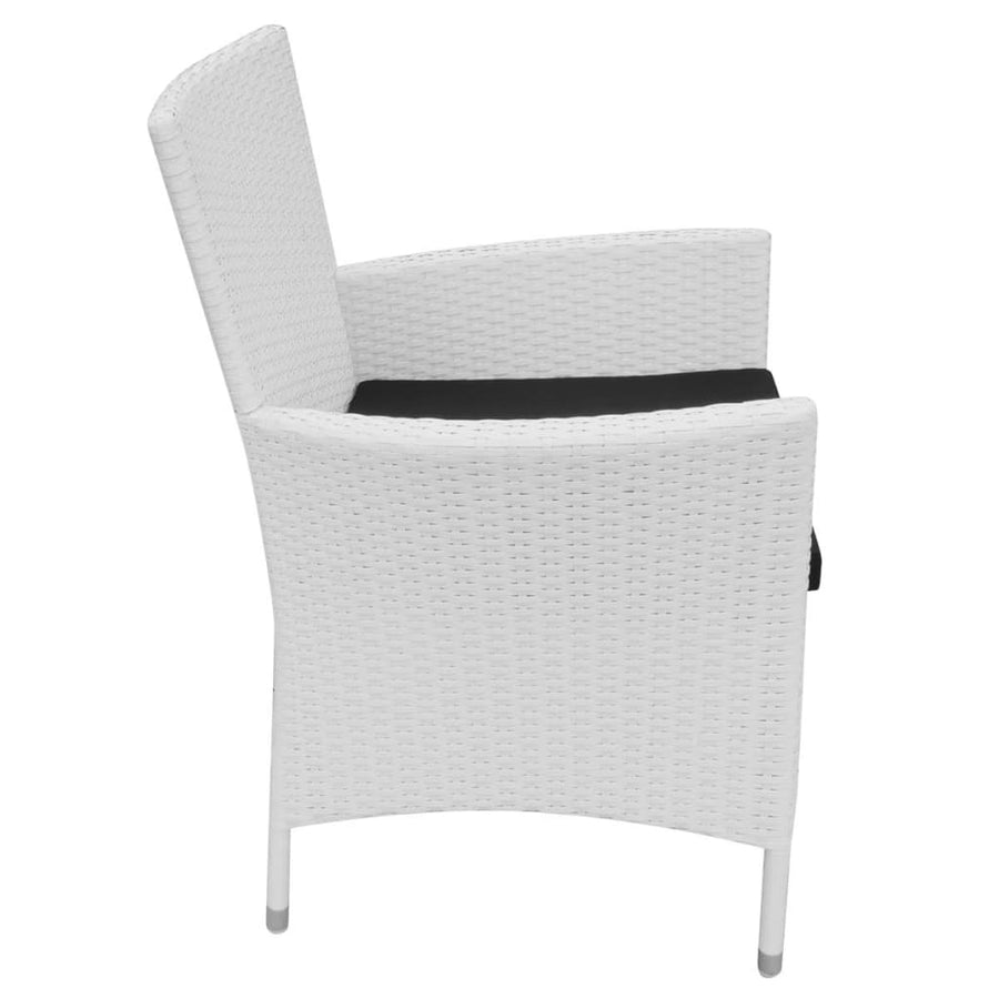-Delige Tuinset Poly Rattan Crème 5 90 cm tafellengte Wit