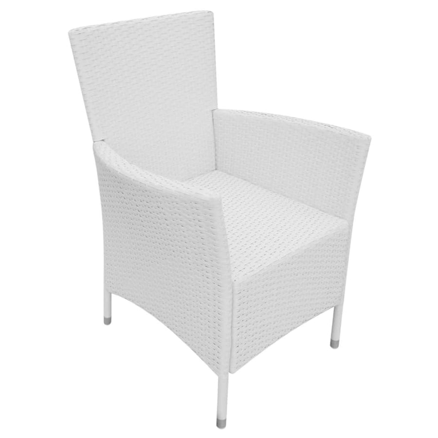 -Delige Tuinset Poly Rattan Crème 5 90 cm tafellengte Wit