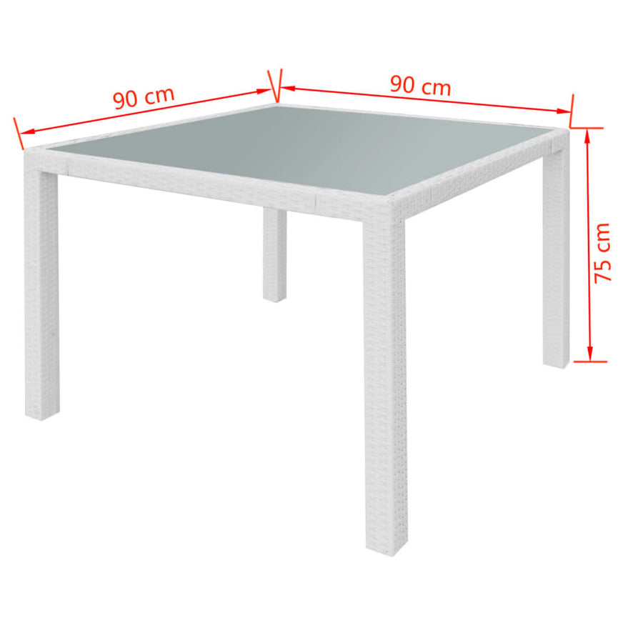 -Delige Tuinset Poly Rattan Crème 5 90 cm tafellengte Wit