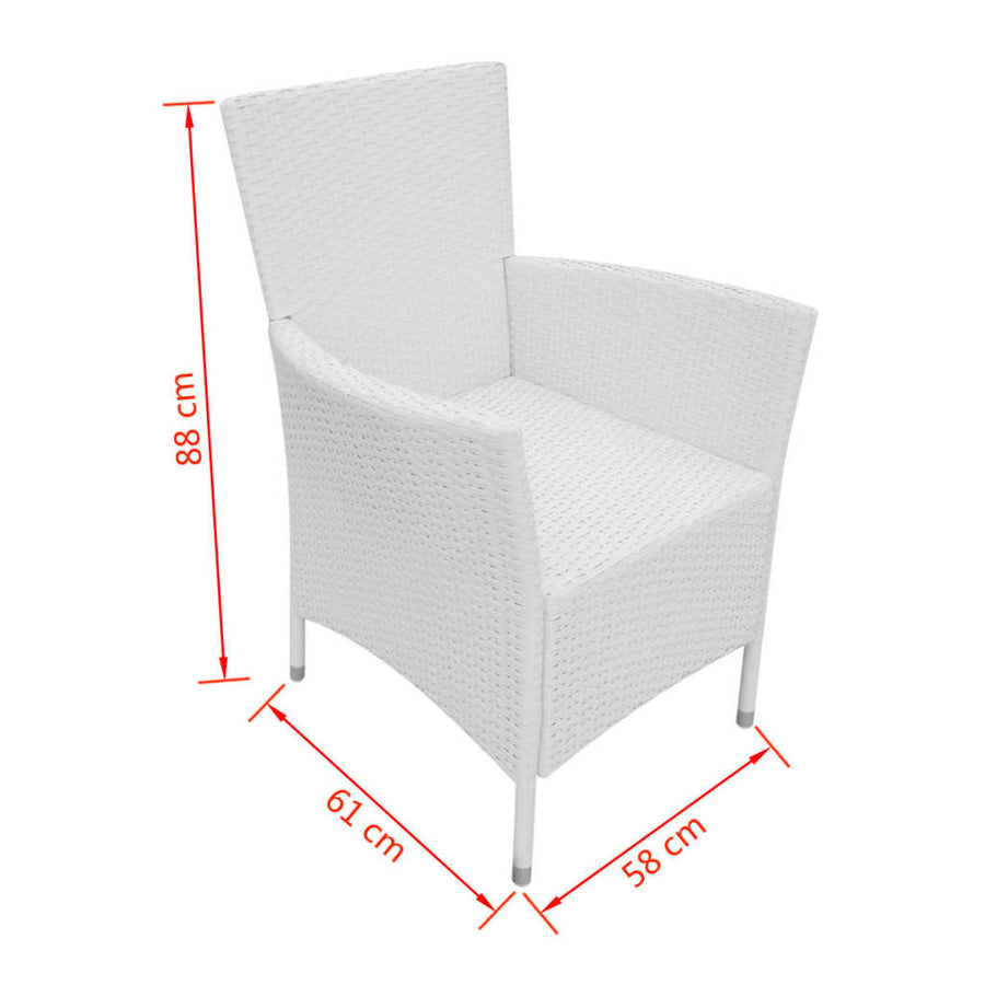 -Delige Tuinset Poly Rattan Crème 5 90 cm tafellengte Wit