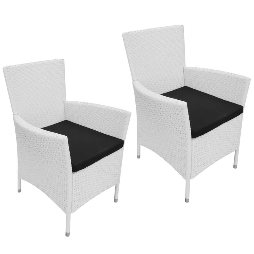 Tuinstoelen 2 st met kussens poly rattan crèmewit