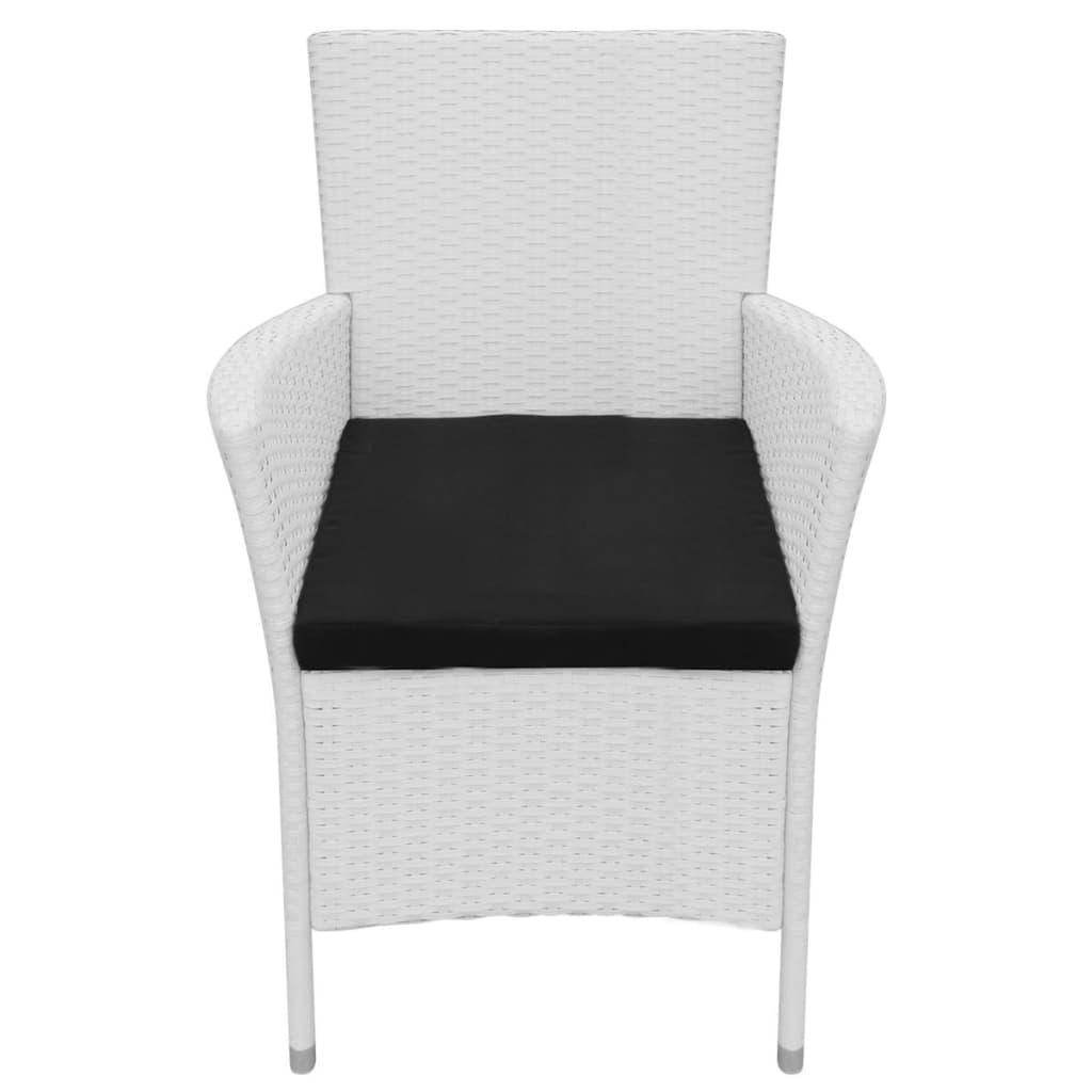 Tuinstoelen 2 st met kussens poly rattan crèmewit