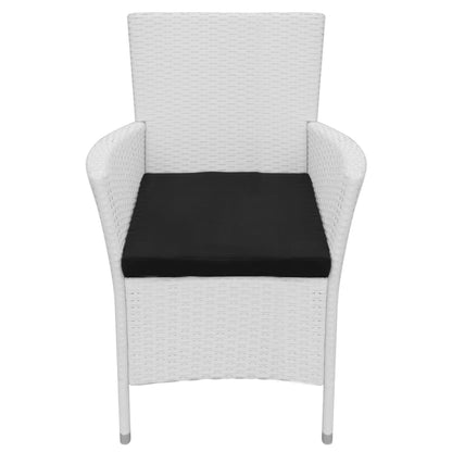 Tuinstoelen 2 st met kussens poly rattan crèmewit