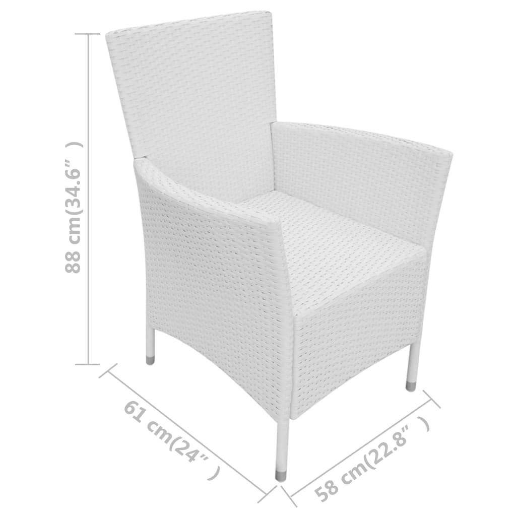 Tuinstoelen 2 st met kussens poly rattan crèmewit