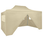 Pop-up folding tent with 4 side walls 3x4.5 m cream white