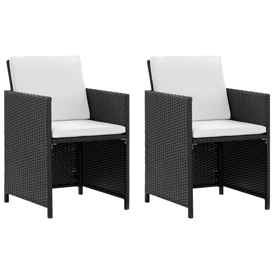 5-Delige Tuinset Met Kussens Poly Rattan Zwart en wit