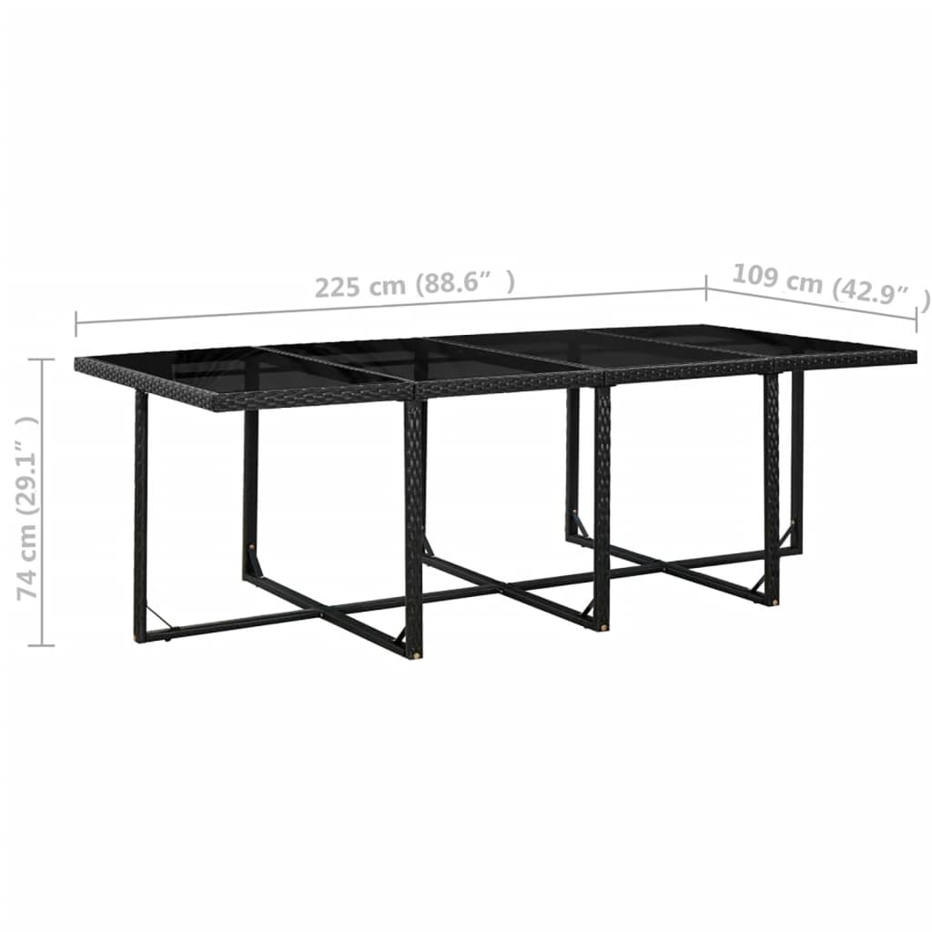 3-Delige Tuinset Met Kussens Poly Rattan Zwart En Wit 225 cm tafellengte 8x Fauteuil + 4x voetensteun + Tafel