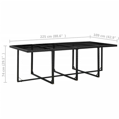 3-Delige Tuinset Met Kussens Poly Rattan Zwart En Wit 225 cm tafellengte 8x Fauteuil + 4x voetensteun + Tafel