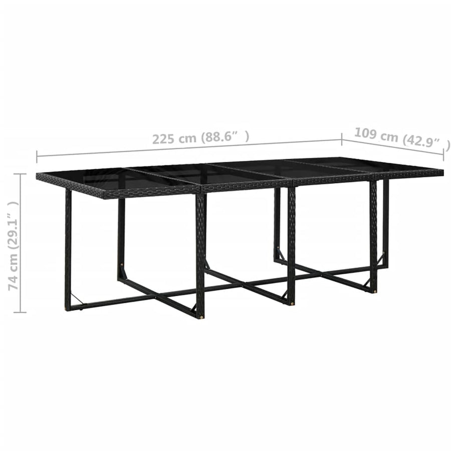 3-Delige Tuinset Met Kussens Poly Rattan Zwart En Wit 225 cm tafellengte 8x Fauteuil + 4x voetensteun + Tafel