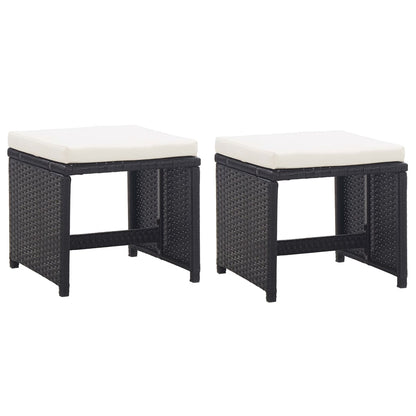 3-Delige Tuinset Met Kussens Poly Rattan Zwart En Wit 225 cm tafellengte 8x Fauteuil + 4x voetensteun + Tafel