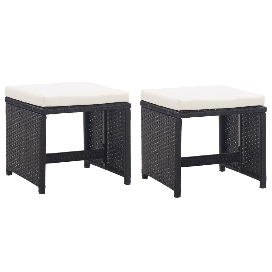3-Delige Tuinset Met Kussens Poly Rattan Zwart En Wit 225 cm tafellengte 8x Fauteuil + 4x voetensteun + Tafel