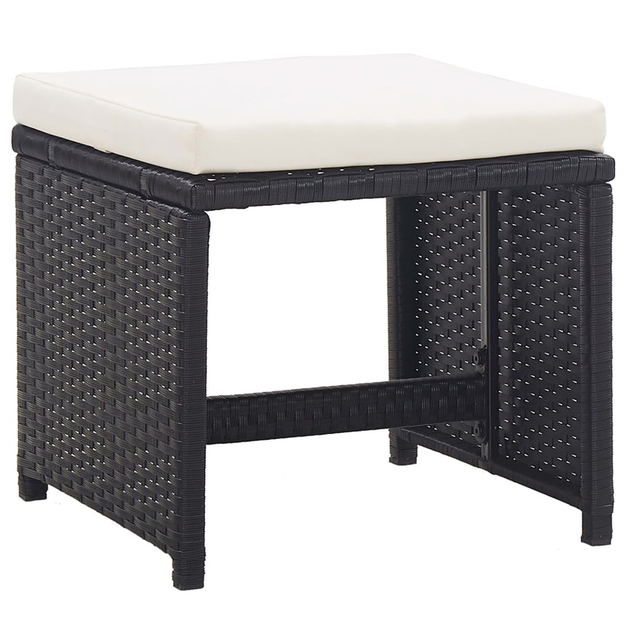 3-Delige Tuinset Met Kussens Poly Rattan Zwart En Wit 225 cm tafellengte 8x Fauteuil + 4x voetensteun + Tafel