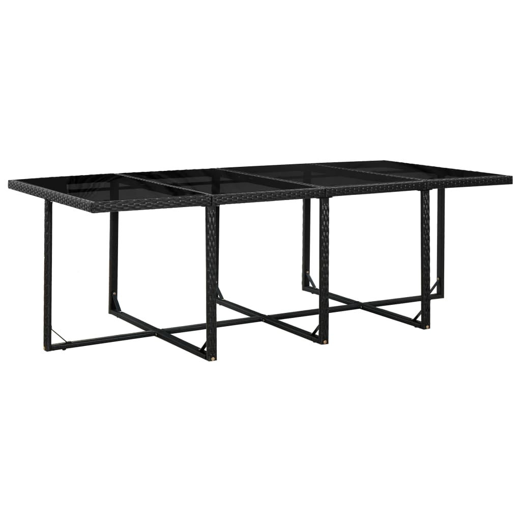 3-Delige Tuinset Met Kussens Poly Rattan Zwart En Wit 225 cm tafellengte 8x Fauteuil + 4x voetensteun + Tafel