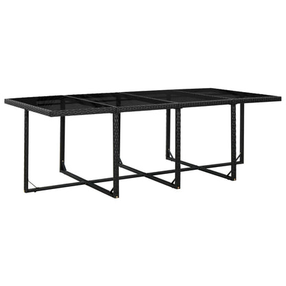 3-Delige Tuinset Met Kussens Poly Rattan Zwart En Wit 225 cm tafellengte 8x Fauteuil + 4x voetensteun + Tafel