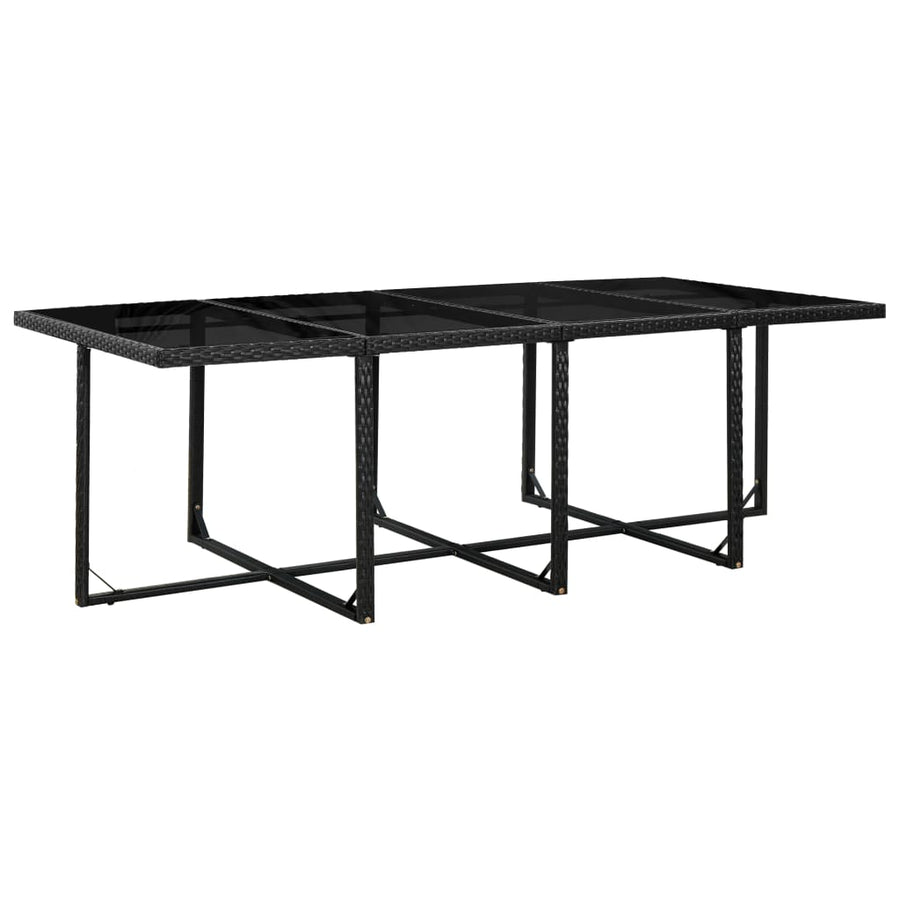 3-Delige Tuinset Met Kussens Poly Rattan Zwart En Wit 225 cm tafellengte 8x Fauteuil + 4x voetensteun + Tafel