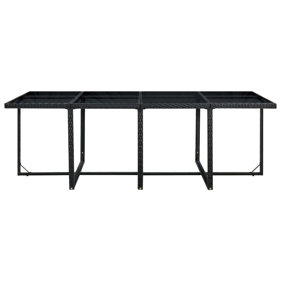 3-Delige Tuinset Met Kussens Poly Rattan Zwart En Wit 225 cm tafellengte 8x Fauteuil + 4x voetensteun + Tafel