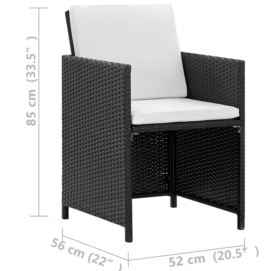 3-Delige Tuinset Met Kussens Poly Rattan Zwart En Wit 225 cm tafellengte 8x Fauteuil + 4x voetensteun + Tafel
