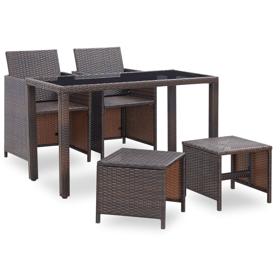 5-Delige Tuinset Met Kussens Poly Rattan Bruin