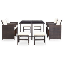 -Delige Tuinset Met Kussens Poly Rattan Bruin