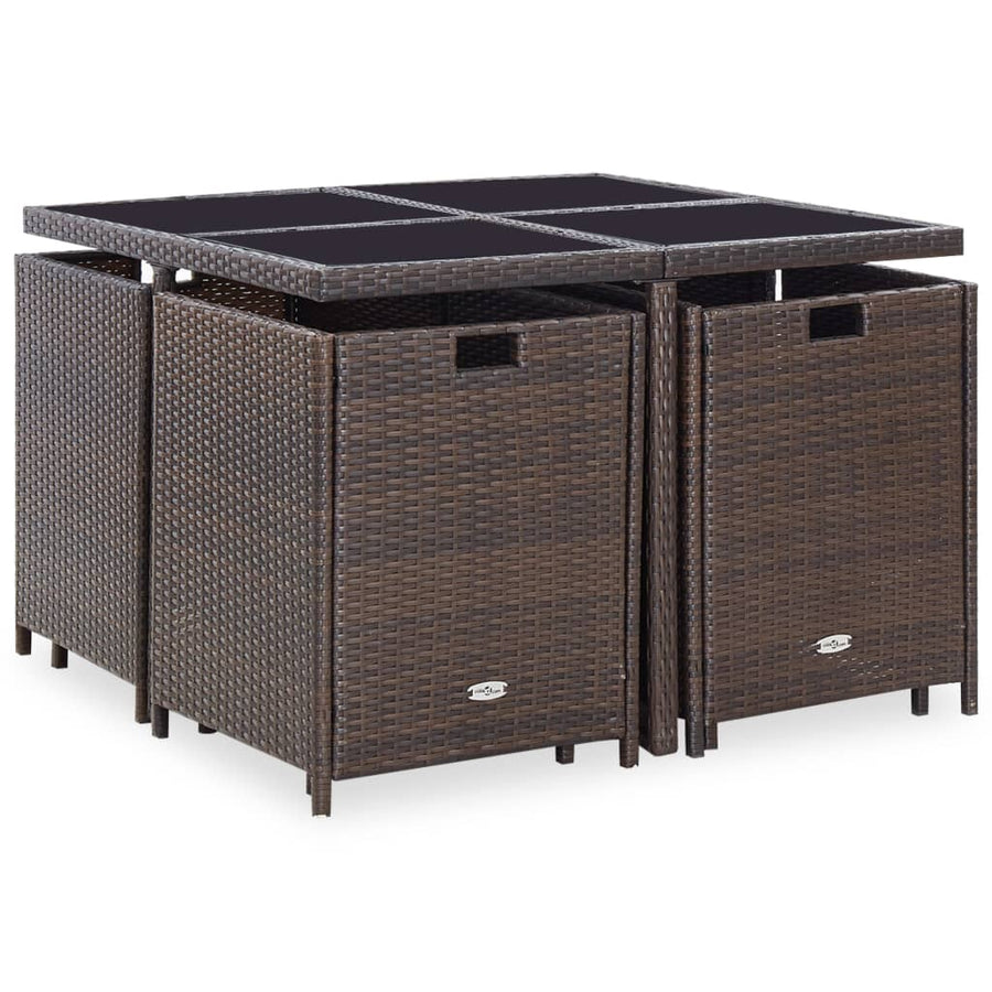 -Delige Tuinset Met Kussens Poly Rattan Bruin