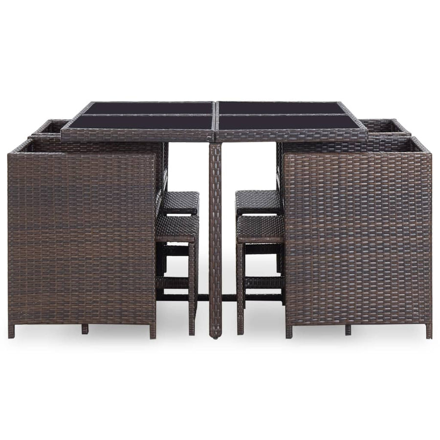 -Delige Tuinset Met Kussens Poly Rattan Bruin