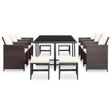 11-Delige Tuinset Met Kussens Poly Rattan Bruin Bruin