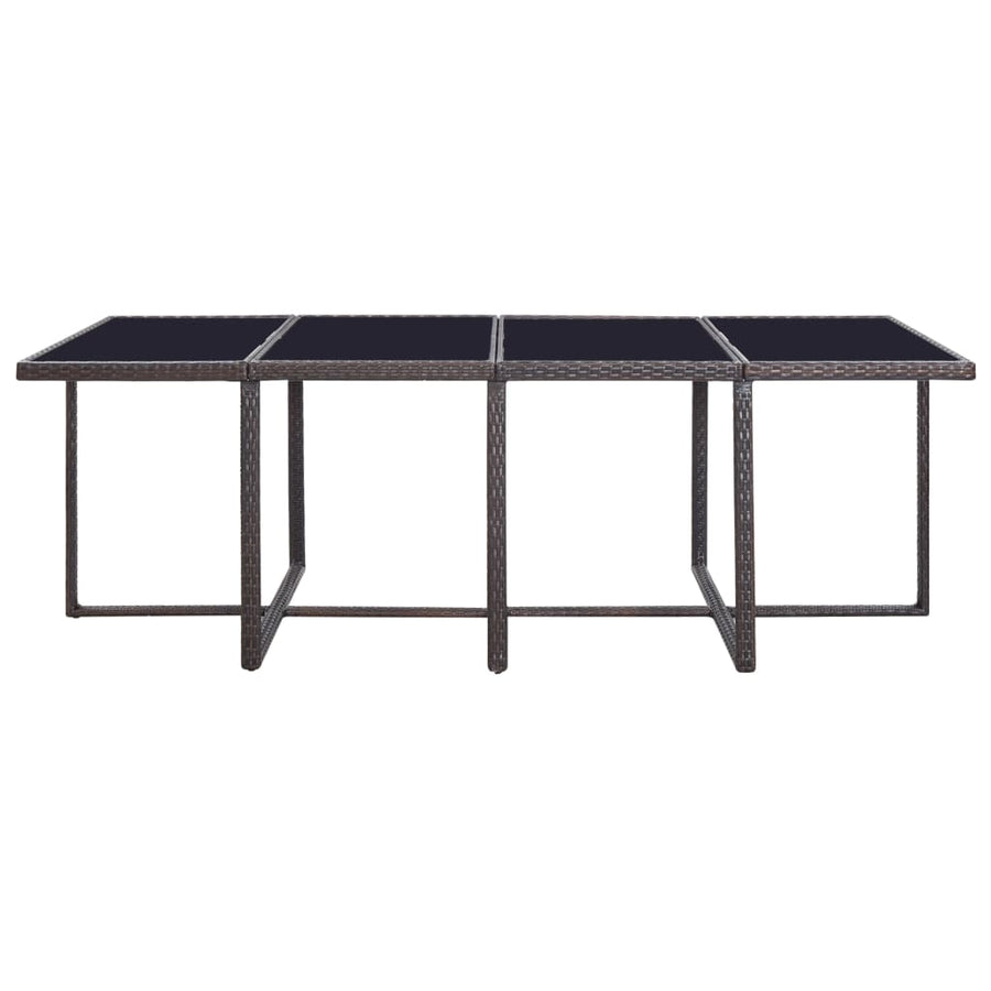 13-Delige Tuinset Met Kussens Poly Rattan Bruin 225 cm tafellengte 8x Fauteuil + 4x voetensteun + Tafel