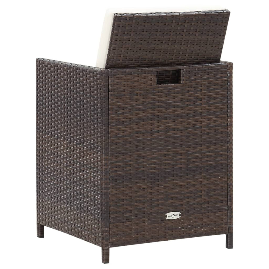 13-Delige Tuinset Met Kussens Poly Rattan Bruin 225 cm tafellengte 8x Fauteuil + 4x voetensteun + Tafel