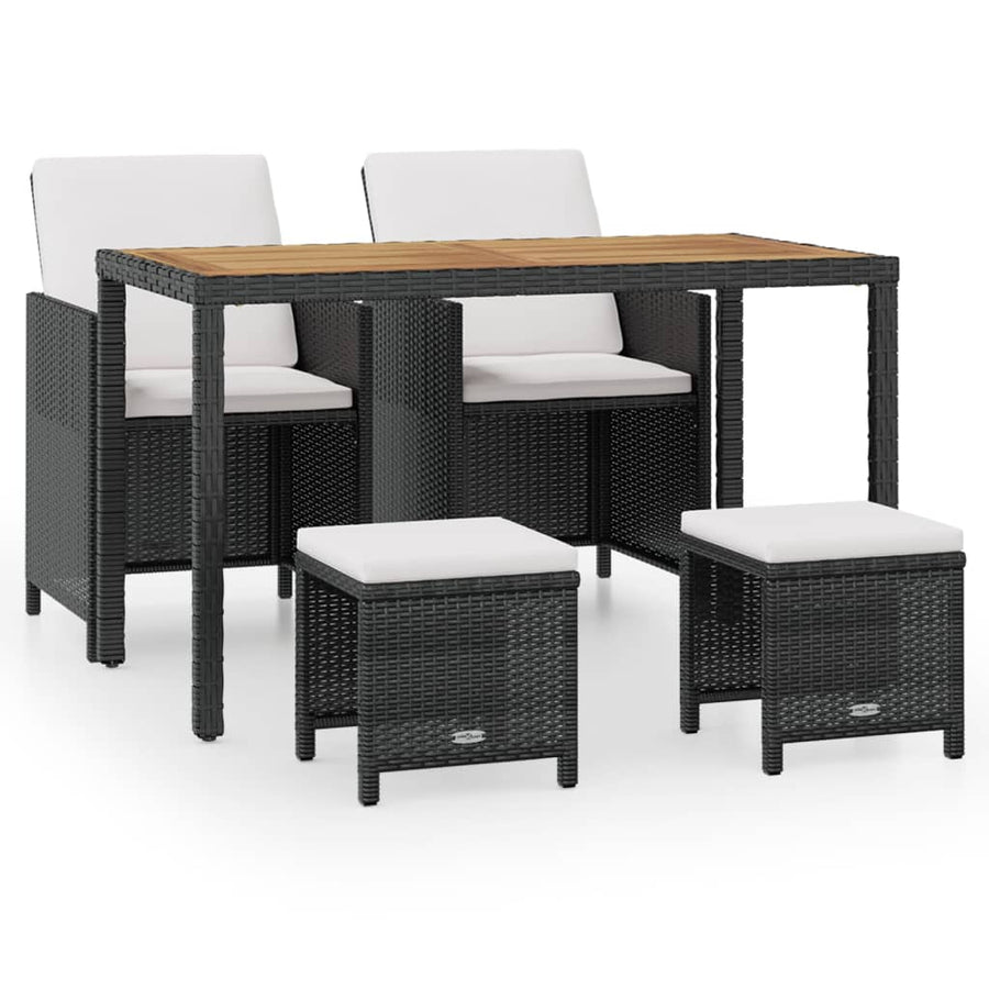 Tuinset Poly Rattan En Acaciahout Zwart 5