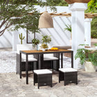 Tuinset poly rattan acaciahout zwart