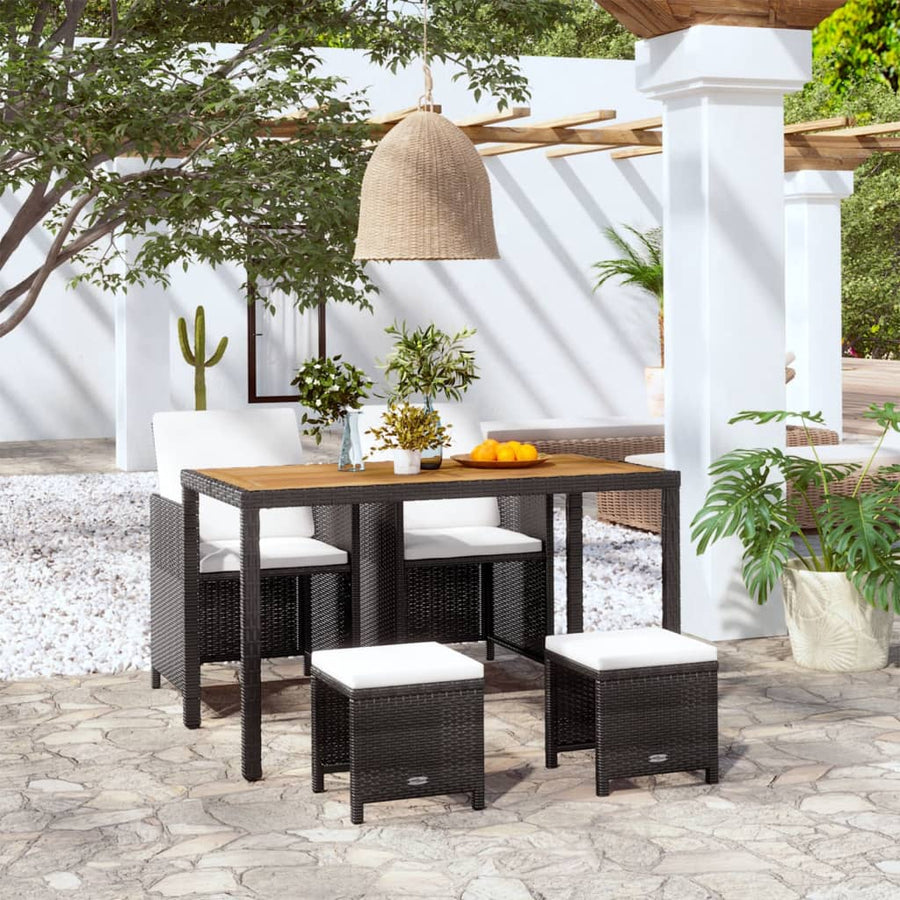 Tuinset Poly Rattan En Acaciahout Zwart 5