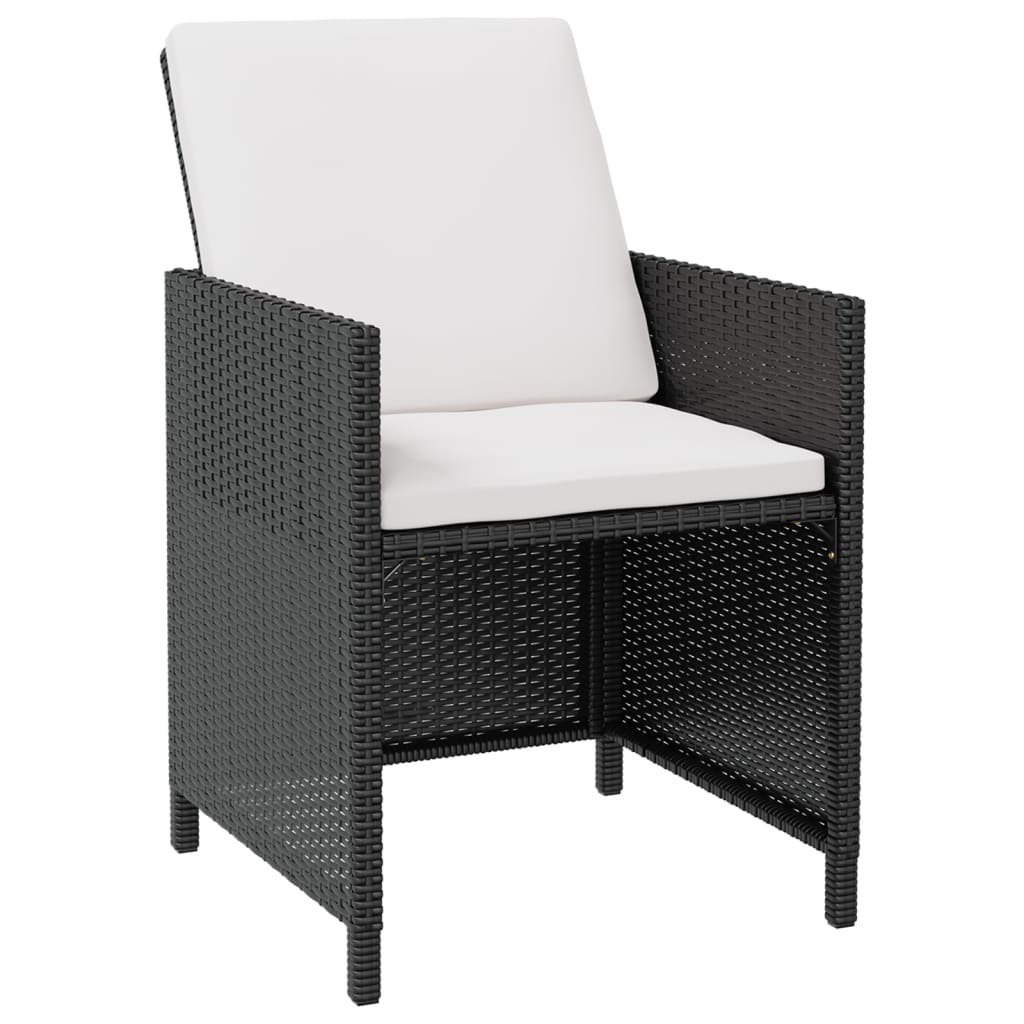 -Delige Tuinset Poly Rattan En Acaciahout Zwart en bruin