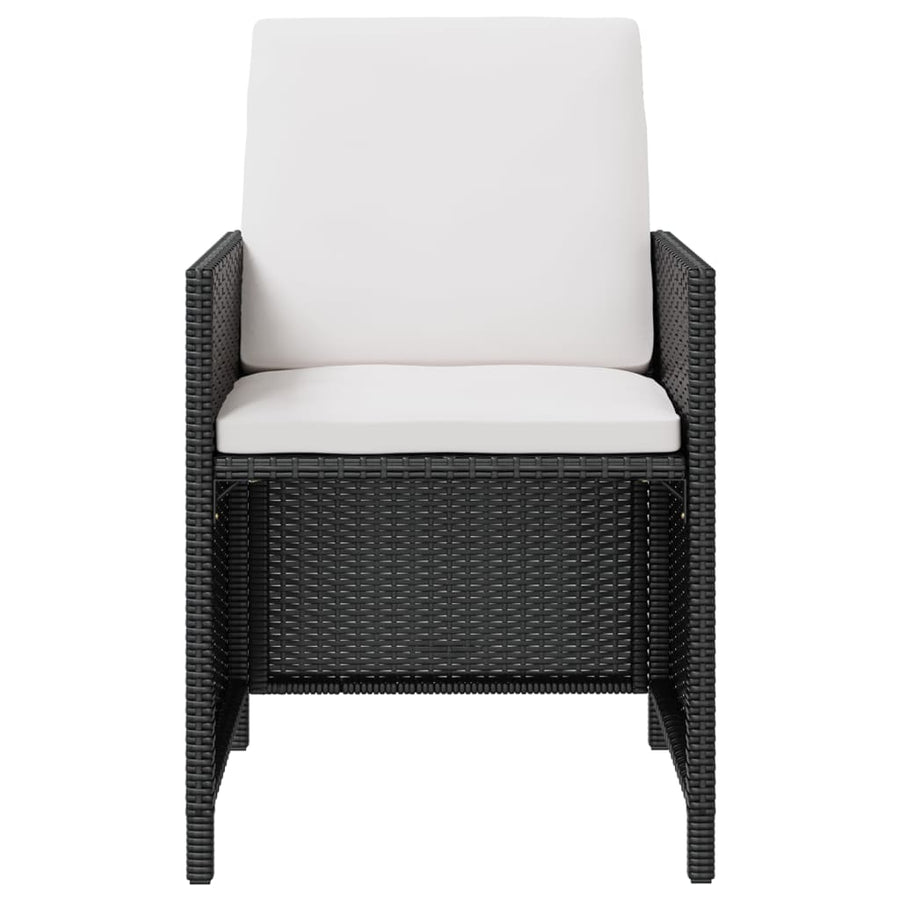 -Delige Tuinset Poly Rattan En Acaciahout Zwart en bruin