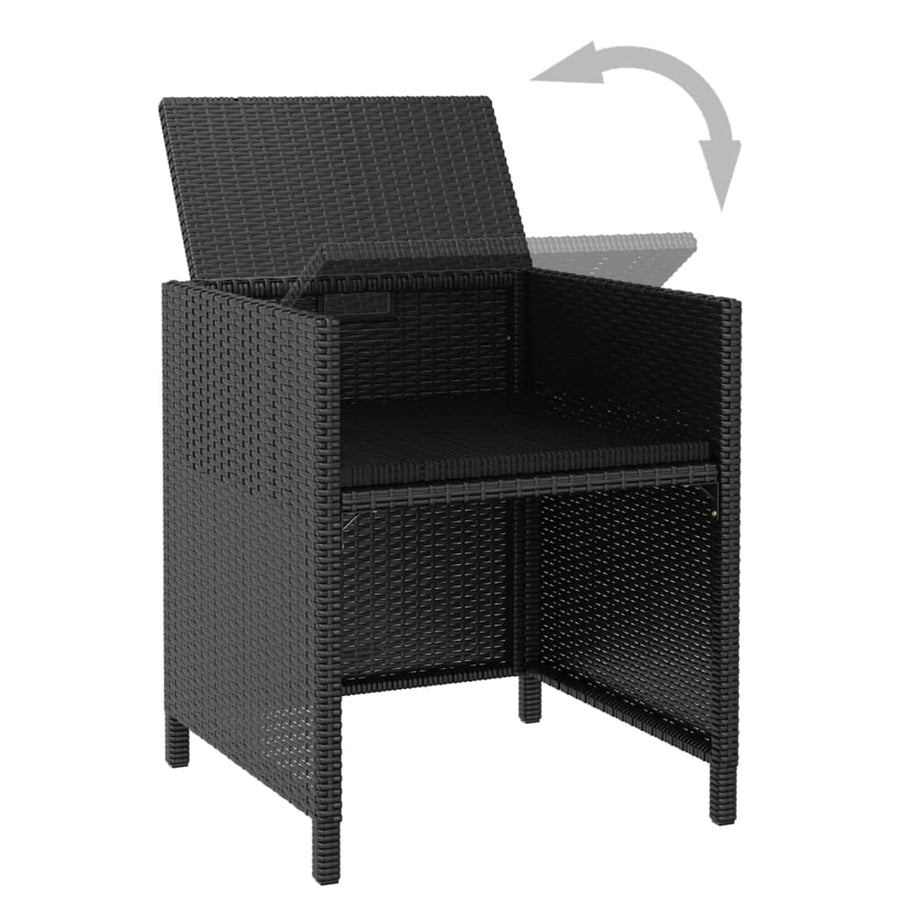 -Delige Tuinset Poly Rattan En Acaciahout Zwart en bruin