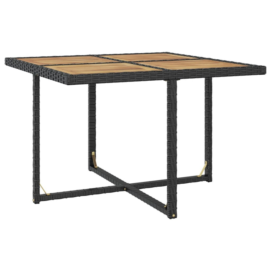 -Delige Tuinset Poly Rattan En Acaciahout Zwart en bruin