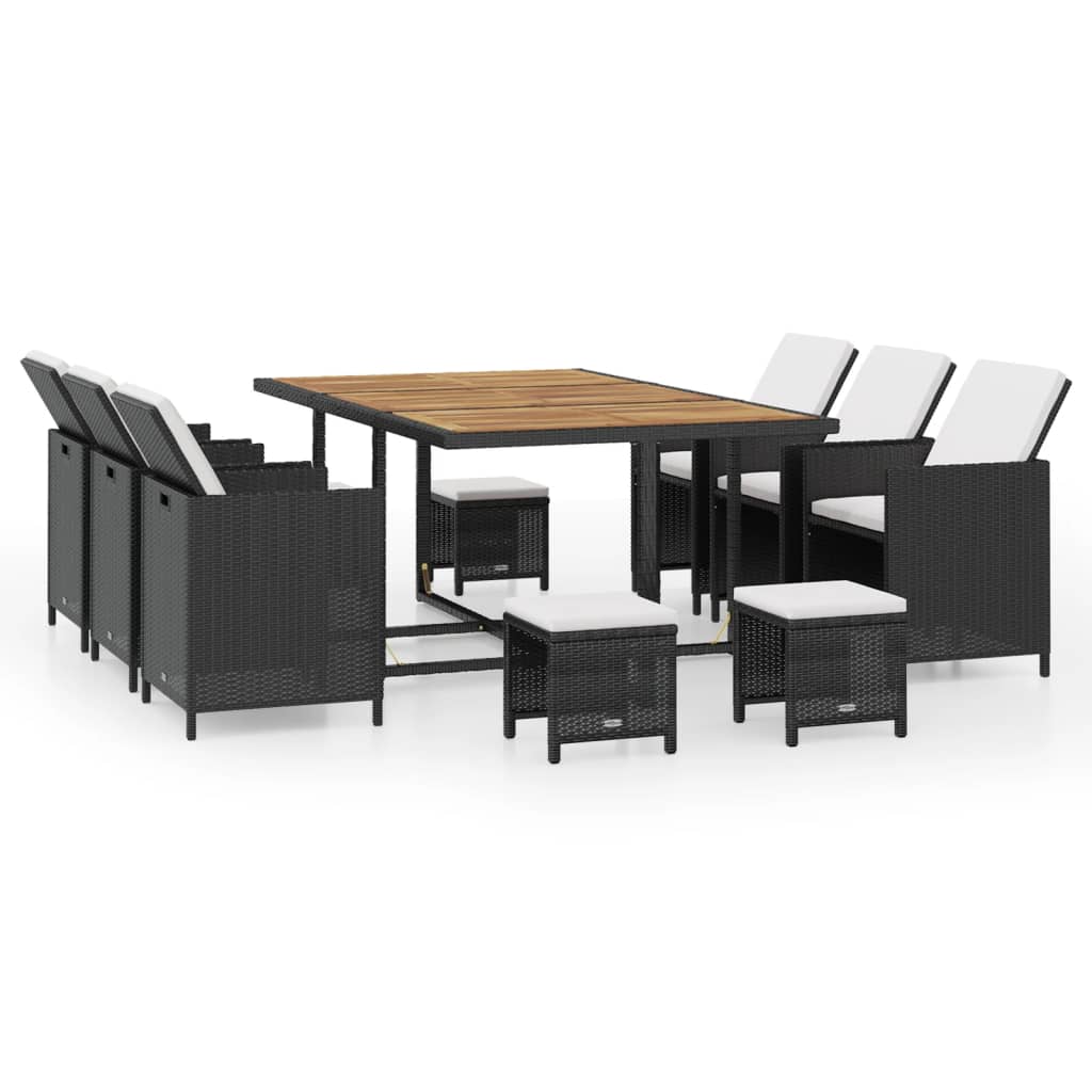 1 Tuinset Poly Rattan En Acaciahout Zwart En Bruin 1