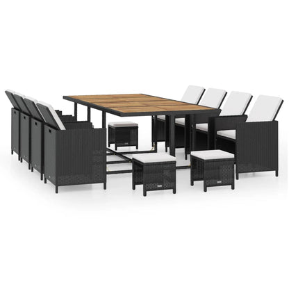 13-Delige Tuinset Poly Rattan En Acaciahout Zwart En Bruin 1