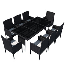9-delige Tuinset met kussens poly rattan zwart