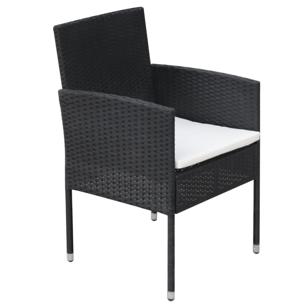 9-delige Tuinset met kussens poly rattan zwart