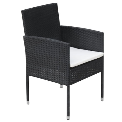 9-delige Tuinset met kussens poly rattan zwart