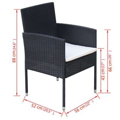 9-delige Tuinset met kussens poly rattan zwart