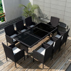 9-piece Garden Dining Set with Cushions Poly Rattan Black
