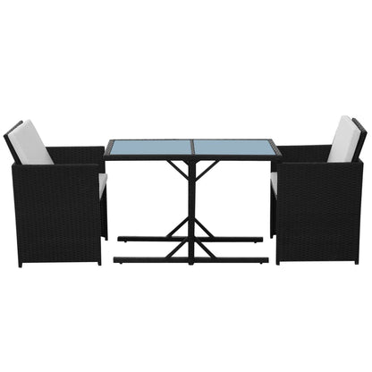 Bistroset Met Kussens Poly Rattan Zwart