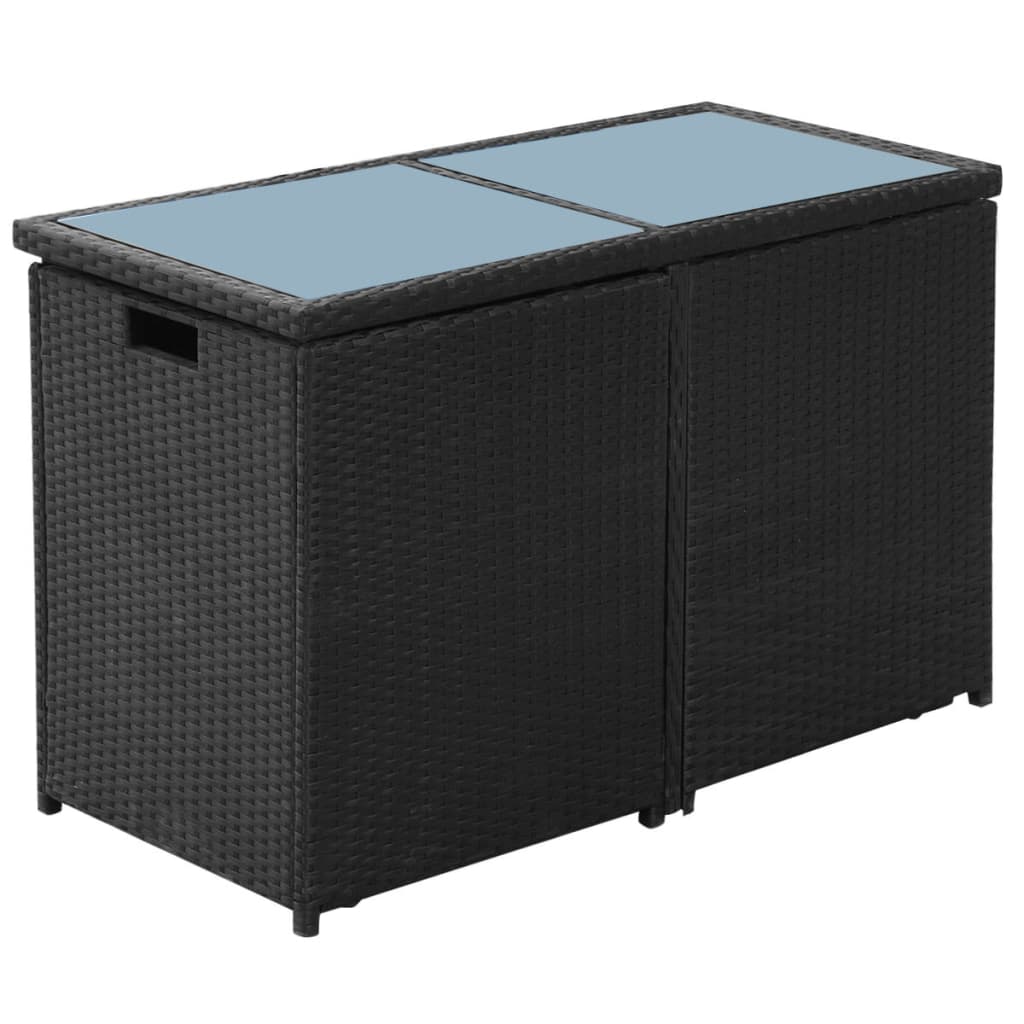 Bistroset Met Kussens Poly Rattan Zwart