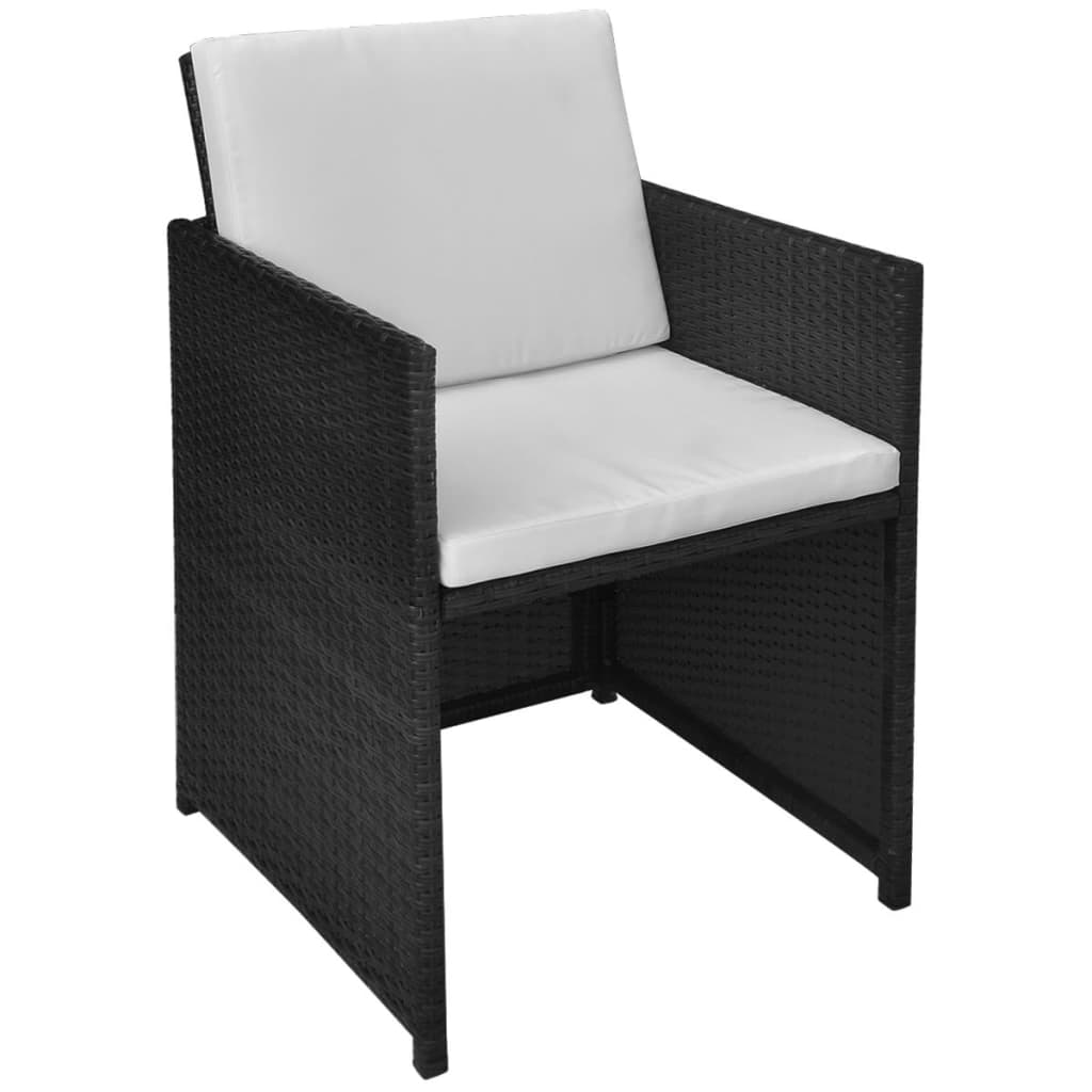 Bistroset Met Kussens Poly Rattan Zwart