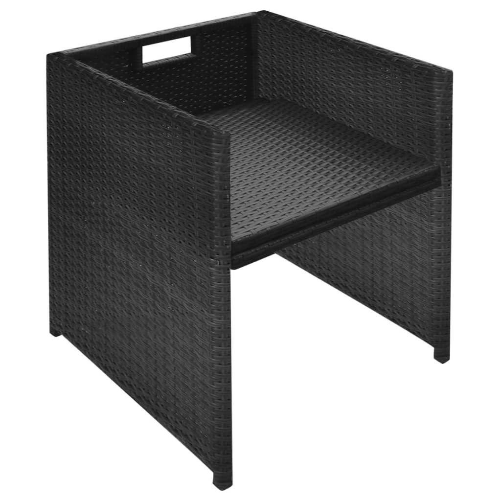 Bistroset Met Kussens Poly Rattan Zwart
