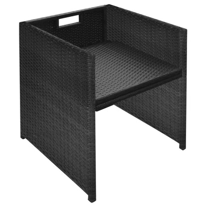 Bistroset Met Kussens Poly Rattan Zwart