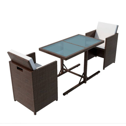 Bistroset Met Kussens Poly Rattan Bruin