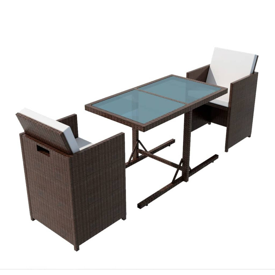 Bistroset Met Kussens Poly Rattan Bruin